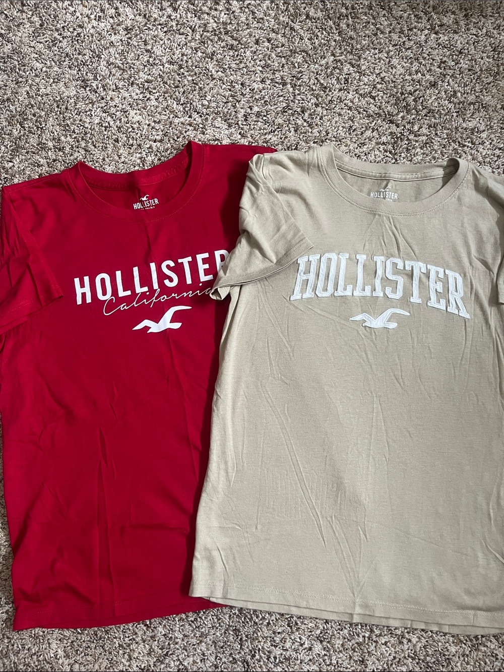Hollister Kids Short Sleeve Logo Tees - Red & Tan